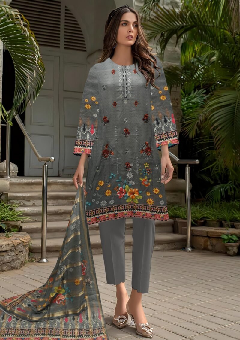 Lawn digital print with Diamond Zari Dupatta 3 piece