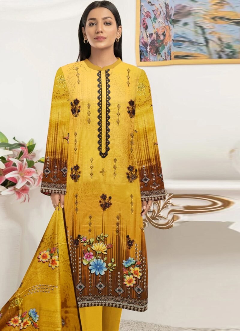 Linen Digital Print with Same Dupatta 3 Piece