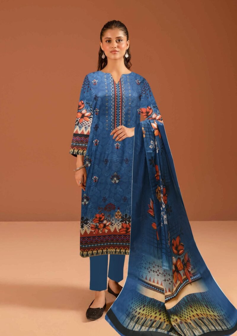 Print digital plus embroidery dying trouser Lawn dupatta