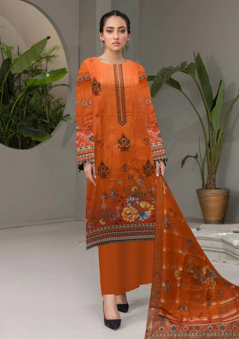 Lawn digital print with Diamond Zari Dupatta 3 piece