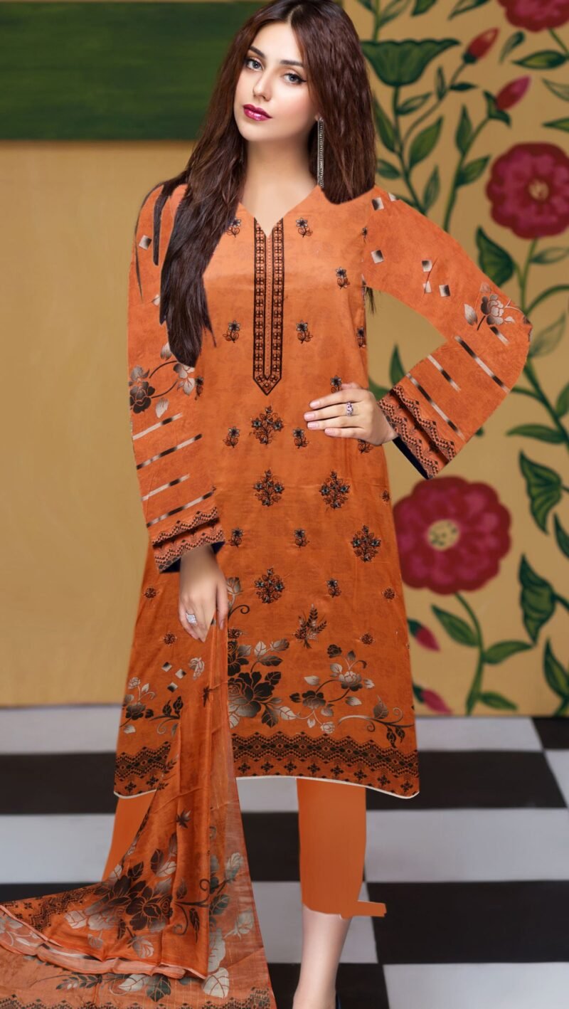 Lawn Digital Print with Bamber Zari Dupata 3 Piece Suit