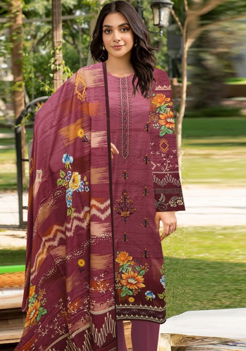 Linen Digital Print with Same Dupatta 3 Piece