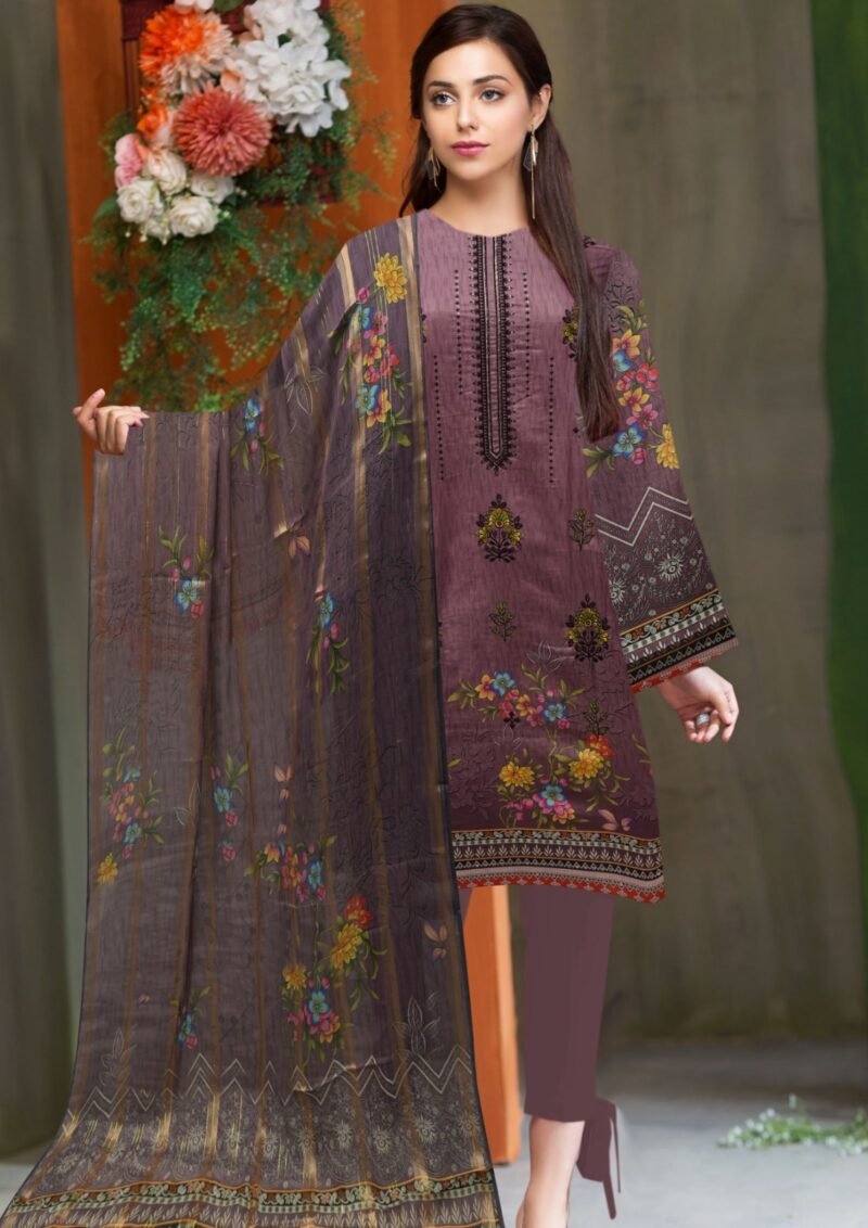 Lawn digital print with Diamond Zari Dupatta 3 piece