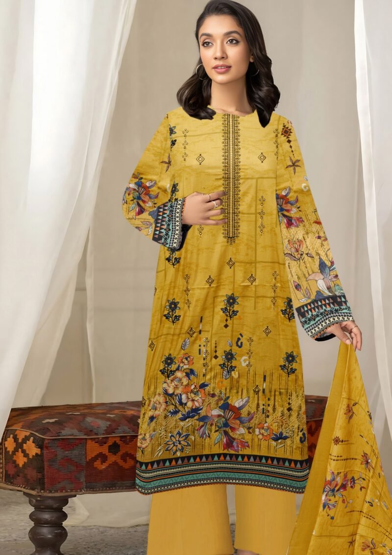 Linen Digital Print with Same Dupatta 3 Piece