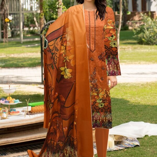 Print digital plus embroidery dying trouser Lawn dupatta