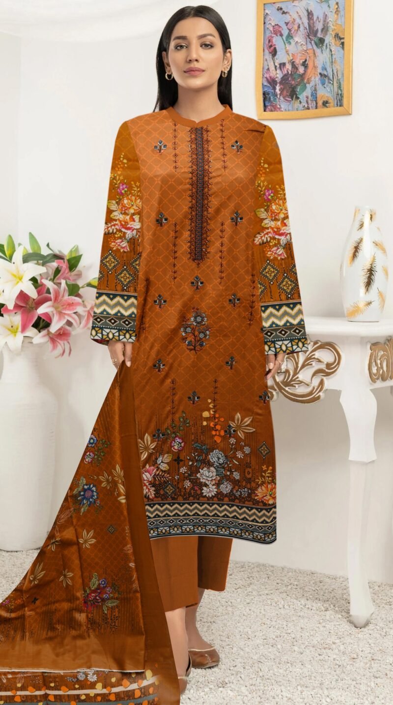 Linen Digital Print with Same Dupatta 3 Piece