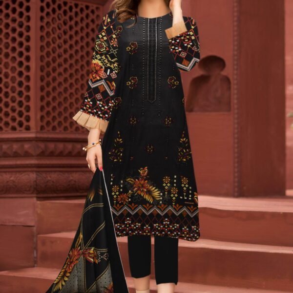 Print digital plus embroidery dying trouser Lawn dupatta