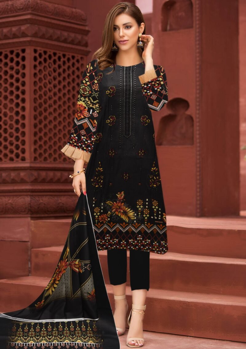 Print digital plus embroidery dying trouser Lawn dupatta