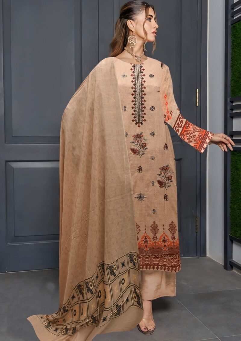 Jacquard Barosha With Barosha Dupatta 3 piece Skin color