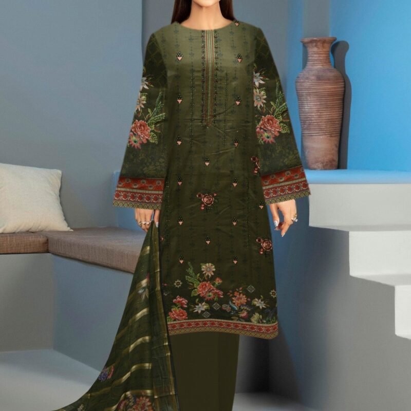 Lawn digital print with Diamond Zari Dupatta 3 piece