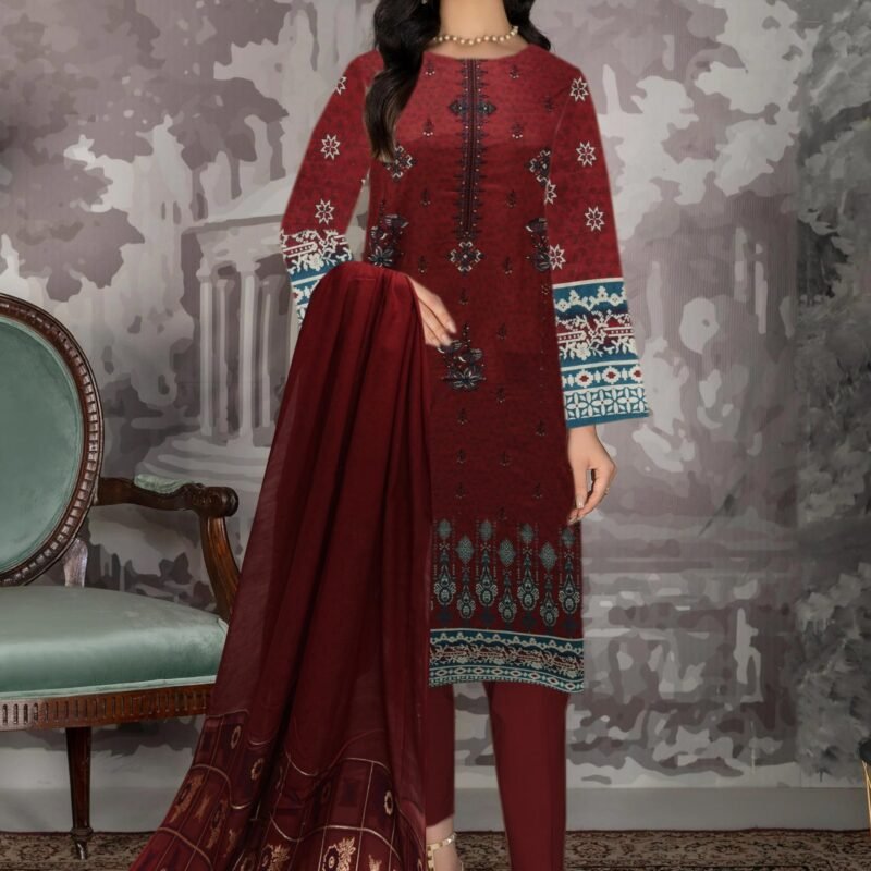 Linen Digital Print with Same Dupatta 3 Piece