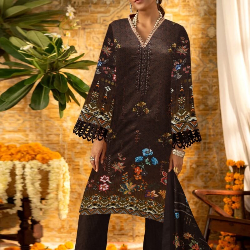 Linen Digital Print with Same Dupatta 3 Piece