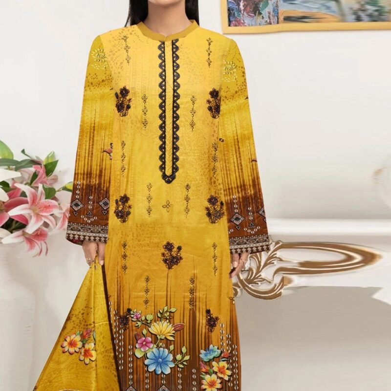 Linen Digital Print with Same Dupatta 3 Piece