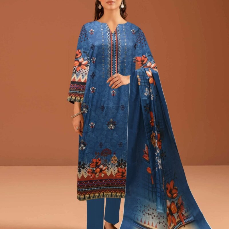 Print digital plus embroidery dying trouser Lawn dupatta