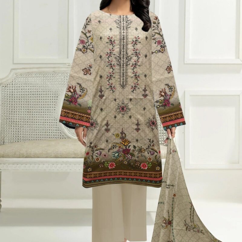 Lawn Digital Print With Same Dupatta 3 Piece