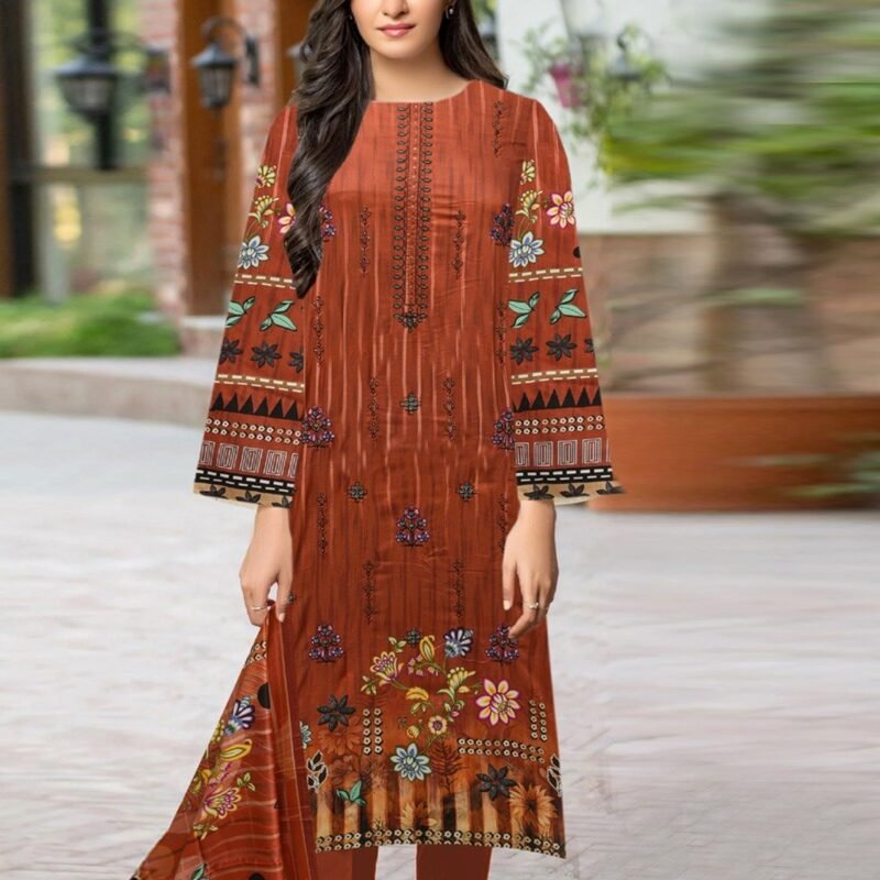 Linen Digital Print with Same Dupatta 3 Piece
