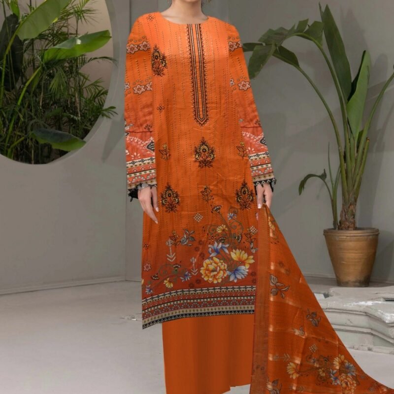 Lawn digital print with Diamond Zari Dupatta 3 piece