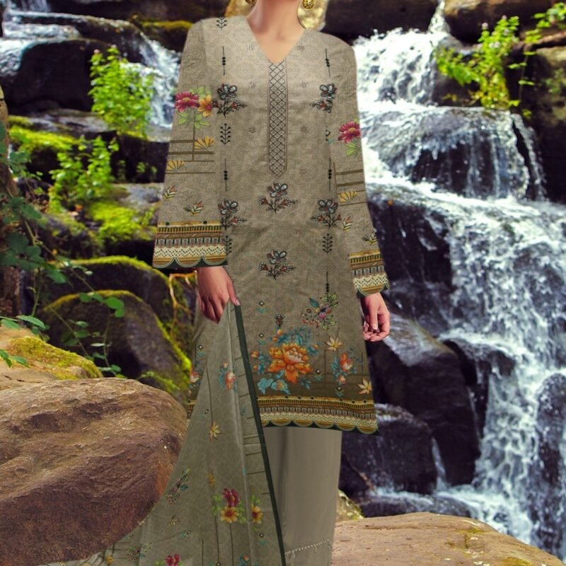 Lawn Digital Print With Same Dupatta 3 Piece