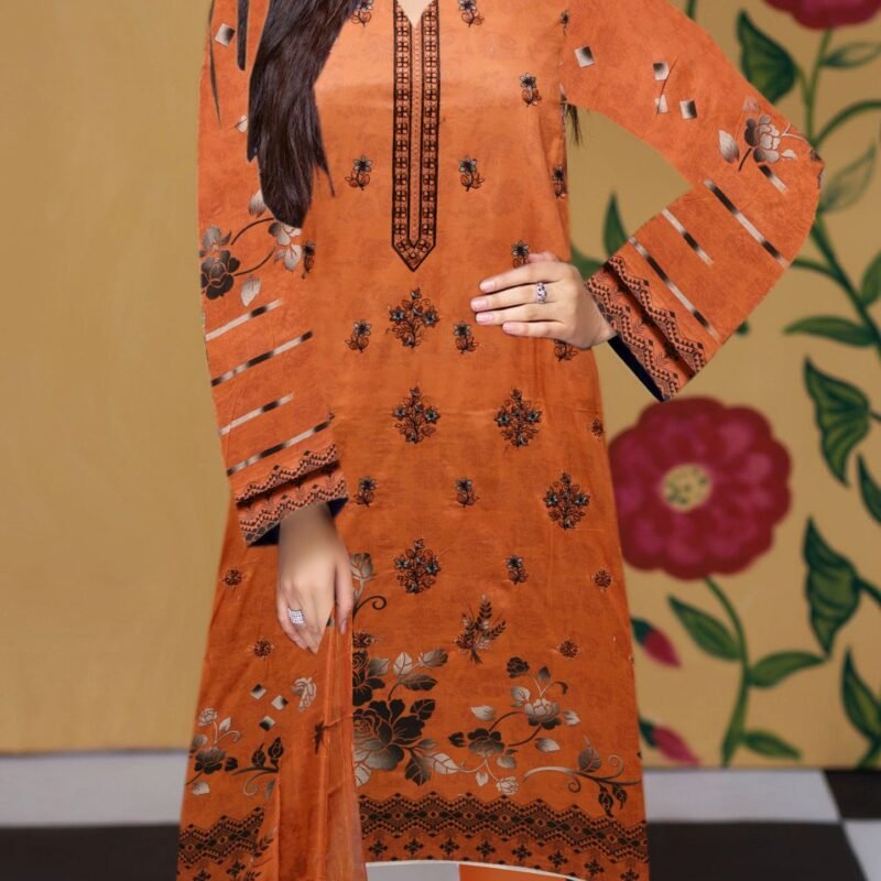 Lawn Digital Print with Bamber Zari Dupata 3 Piece Suit