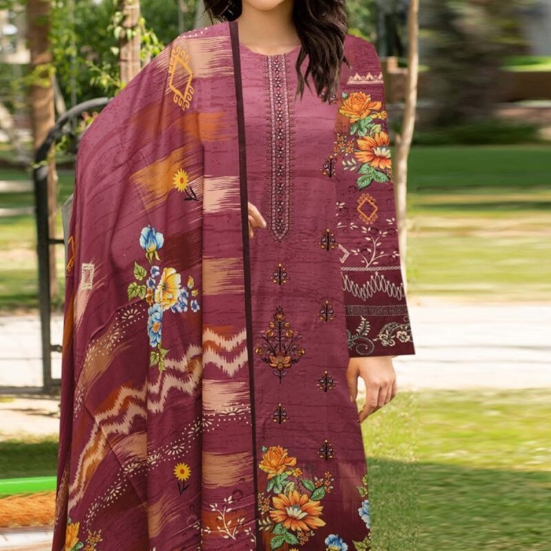 Linen Digital Print with Same Dupatta 3 Piece