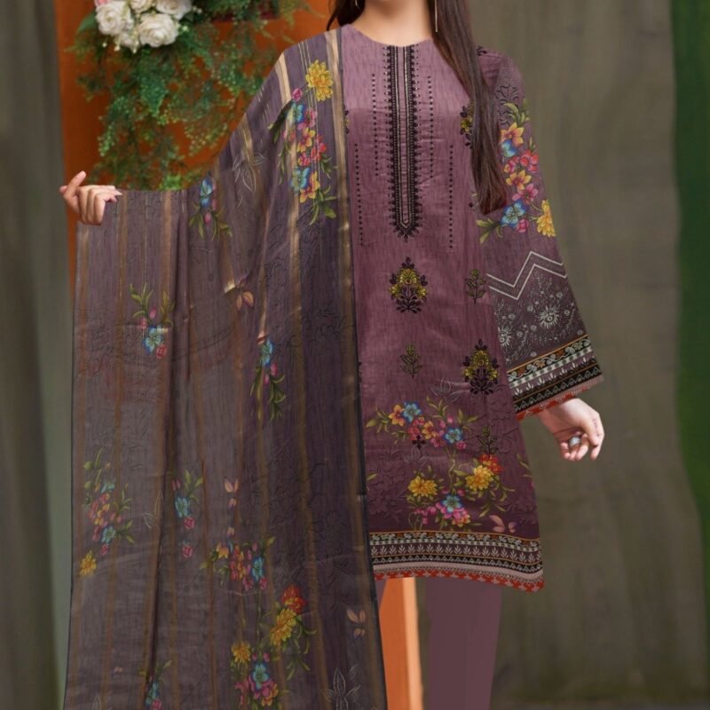 Lawn digital print with Diamond Zari Dupatta 3 piece