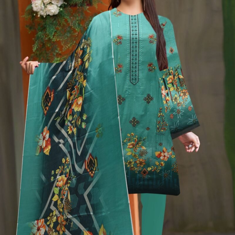 Print digital plus embroidery dying trouser Lawn dupatta