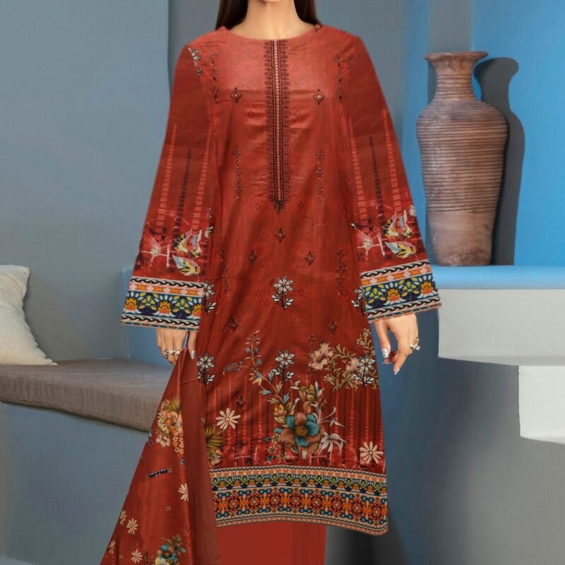 Linen Digital Print with Same Dupatta 3 Piece