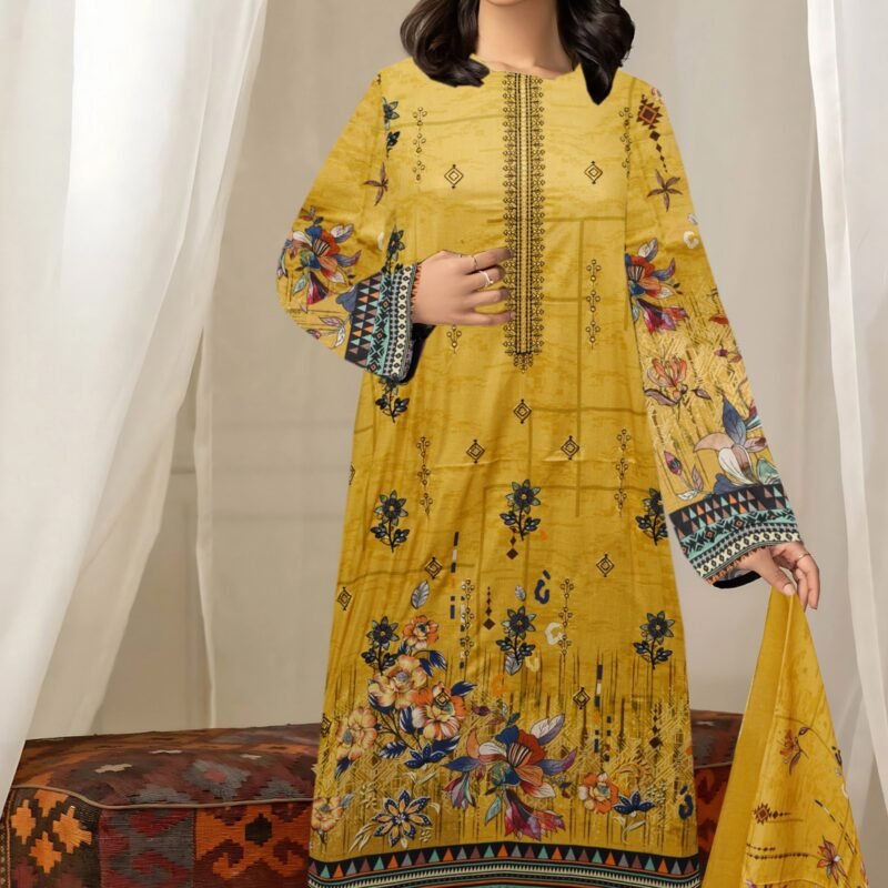 Linen Digital Print with Same Dupatta 3 Piece