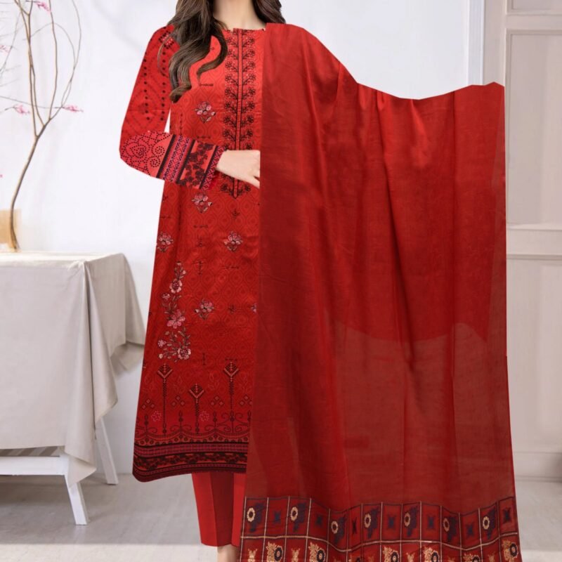 Linen Digital Print with Same Dupatta 3 Piece