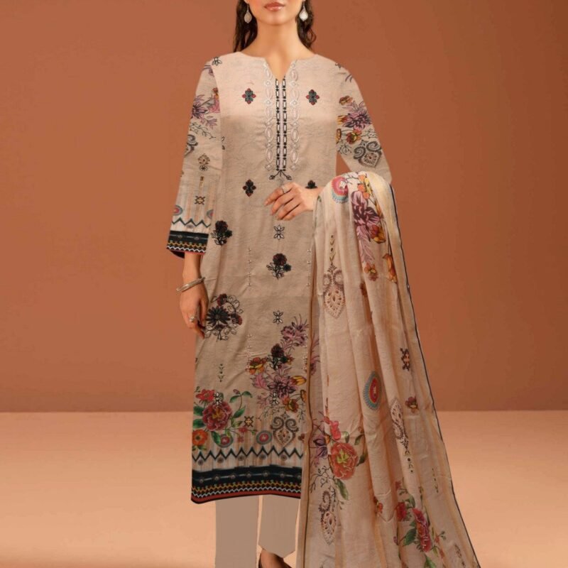 Lawn digital print with Diamond Zari Dupatta 3 piece