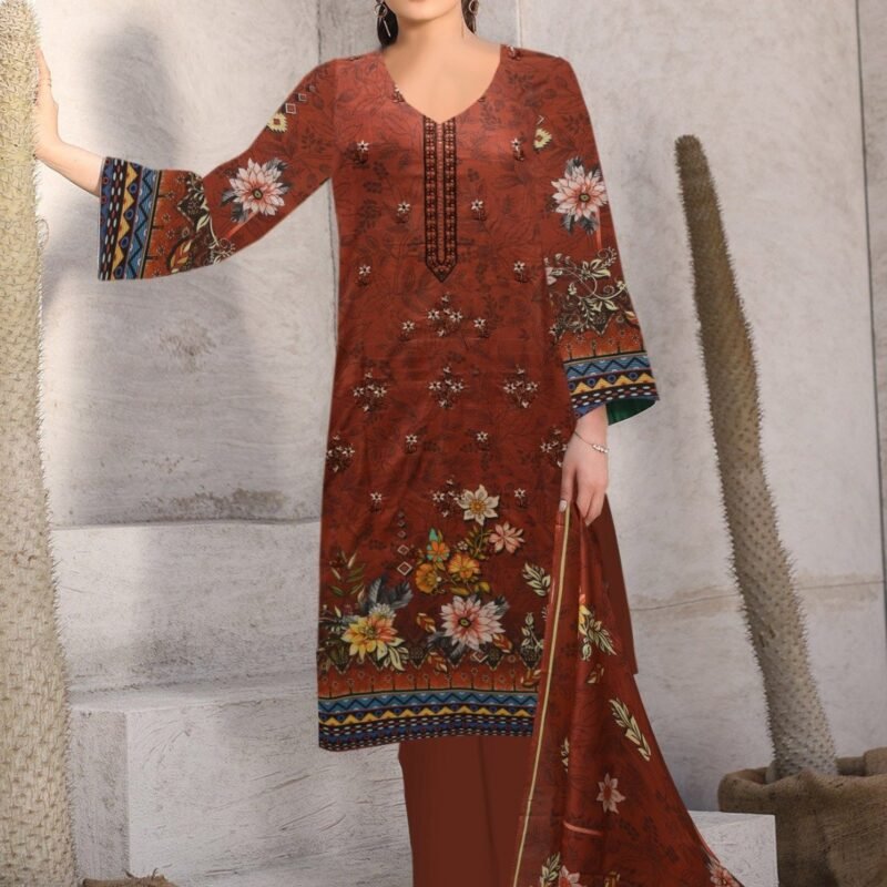 Lawn Digital Print With Same Dupatta 3 Piece