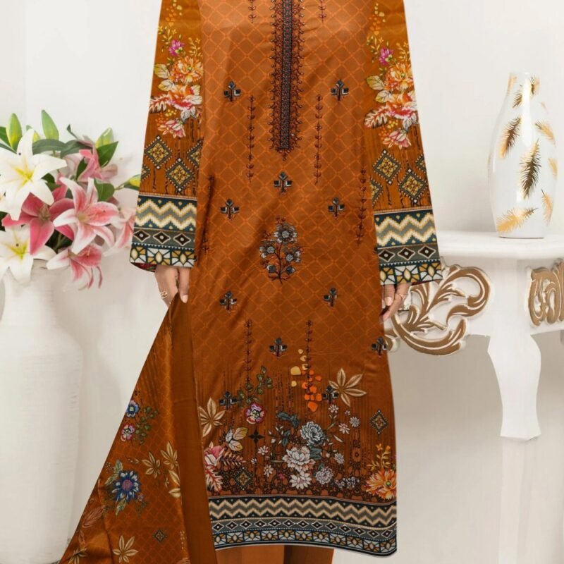 Linen Digital Print with Same Dupatta 3 Piece