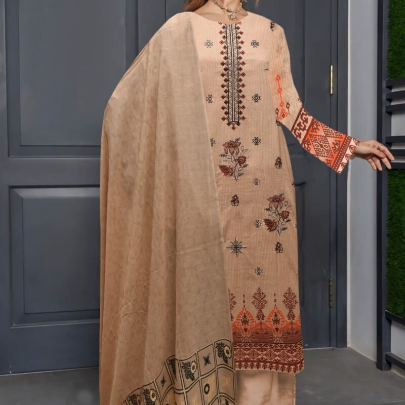 Jacquard Barosha With Barosha Dupatta 3 piece Skin color