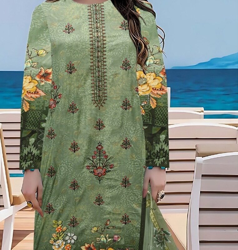 Jacquard Barosha With Barosha Dupatta 3 piece Light Green colour