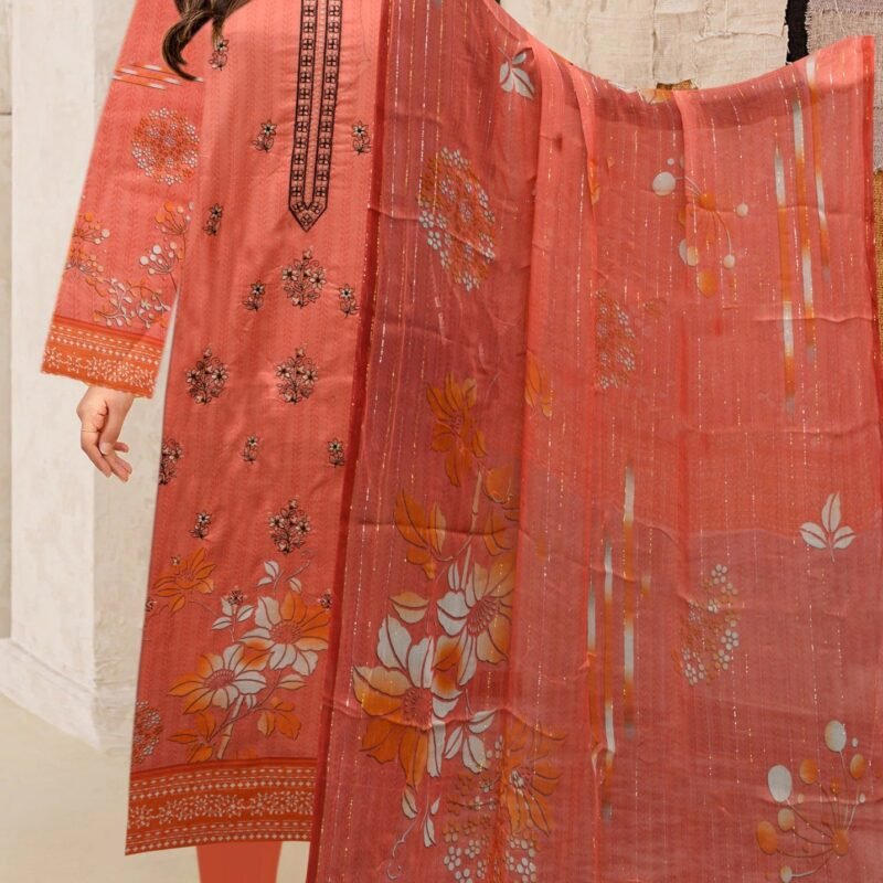 Lawn Digital Print with Bamber Zari Dupatta 3 Piece Suit